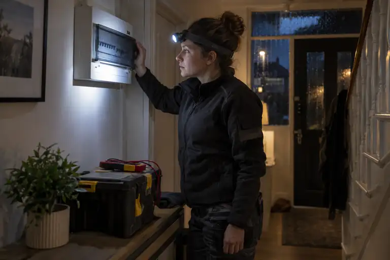24 hour electrician: a professional electrician assessing or carrying out the electrical work.
